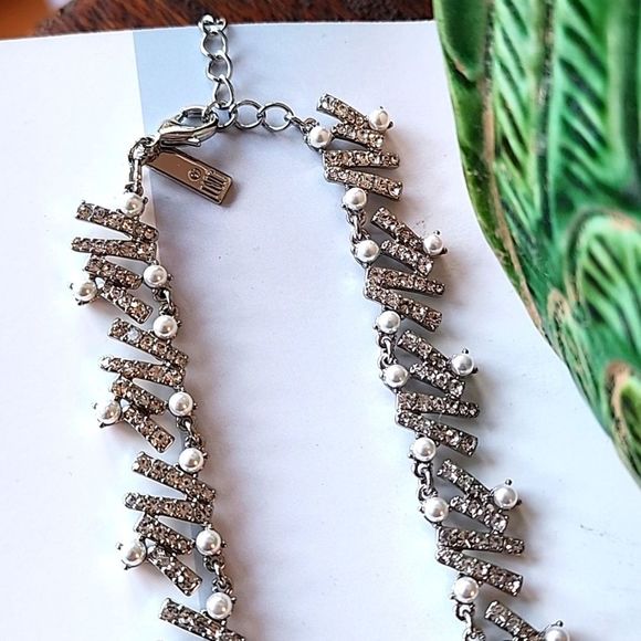 Silver-Tone Pavé & Imitation Pearl Stick All-Around Collar Necklace, 17" + 3" ex - Picture 4 of 4